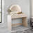 Makeup Vanity Table With Touch Screen Lighted Mirror, Dressing Table With A Drawer And Curved Edges