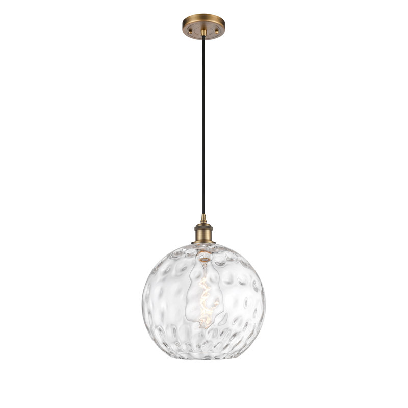Luminaire suspendu sphère 1 lumière Roxane, DEL, H 15 po x l 12 po x P 12 po, Laiton brossé