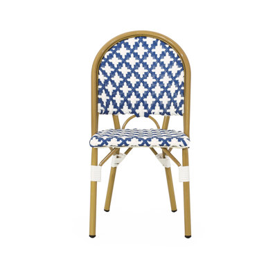 Chaise d'extérieur française - rouille - blanc marine, l 21,95 po x P 18,96 po, H 35,67 po Aluminium bistro élégant à rouille, + l 18,96 po x P 21,95 po