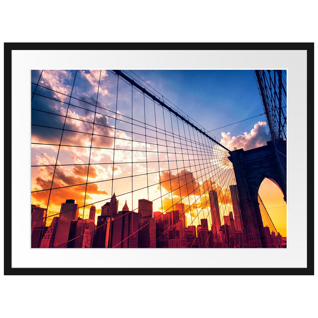 Gerahmtes Poster Manhatten bei Sonnenuntergang