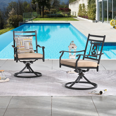 Chaise de patio pivotante avec coussin Rusi