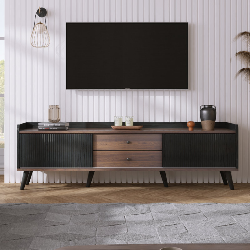 Firger Unfinished TV Stand for TVs up to 70", Black