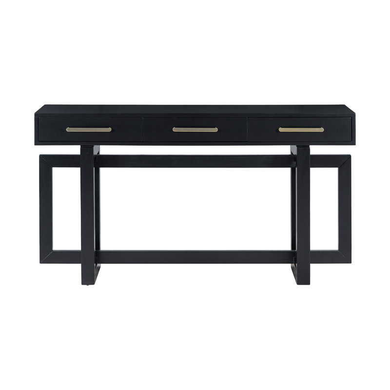 Console élégante avec trois tiroirs, Noir, Noir