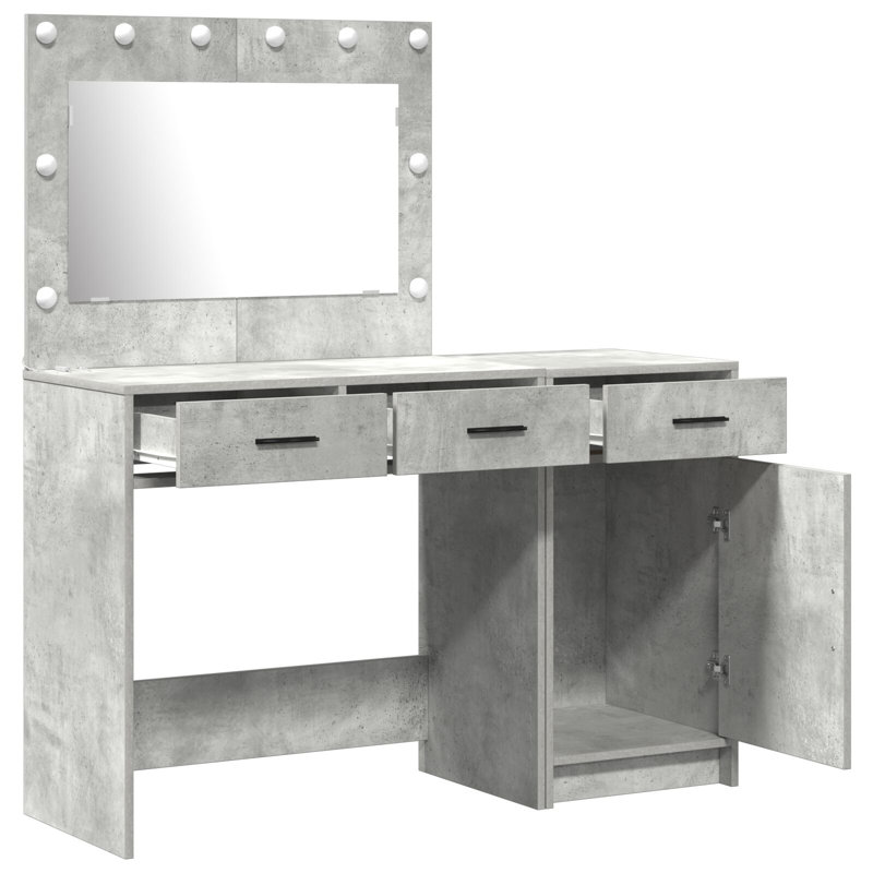 Dressing Table with Mirror, Concrete Grey