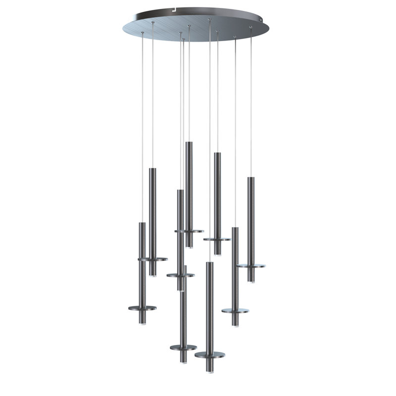 Luminaire suspendu géométrique Zakaryan, Nickel, 13 lumières