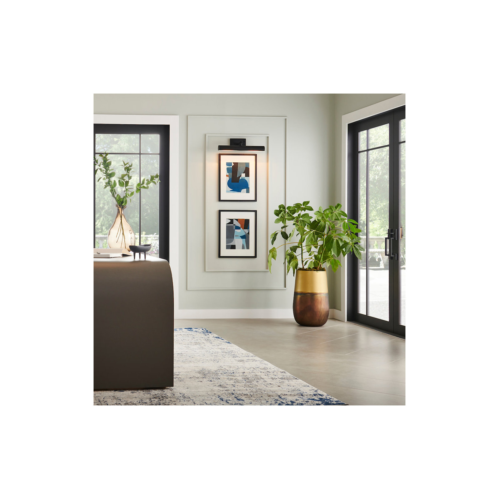 2-Light Adjustable Plug-In Picture Light w/ On/Off Switch, Black