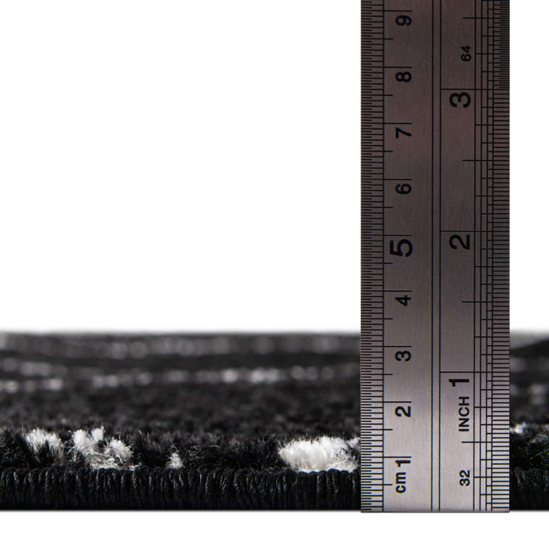 Tapis noir Mariela, Carré 10pi, Noir