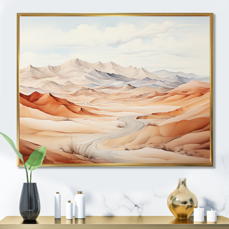 " Saharas Desert Silence ", 16" H x 32" W x 1" D, Gold Floater Framed