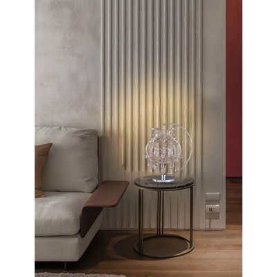 Lampe de table 5 lumières dorée avec cristaux champagne