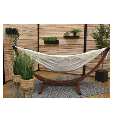 Hamac double en coton avec support en pin massif - capacité de 450 lb