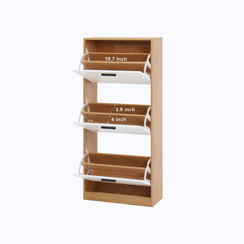 Armoire à chaussures avec 3 tiroirs rabattables, Naturel