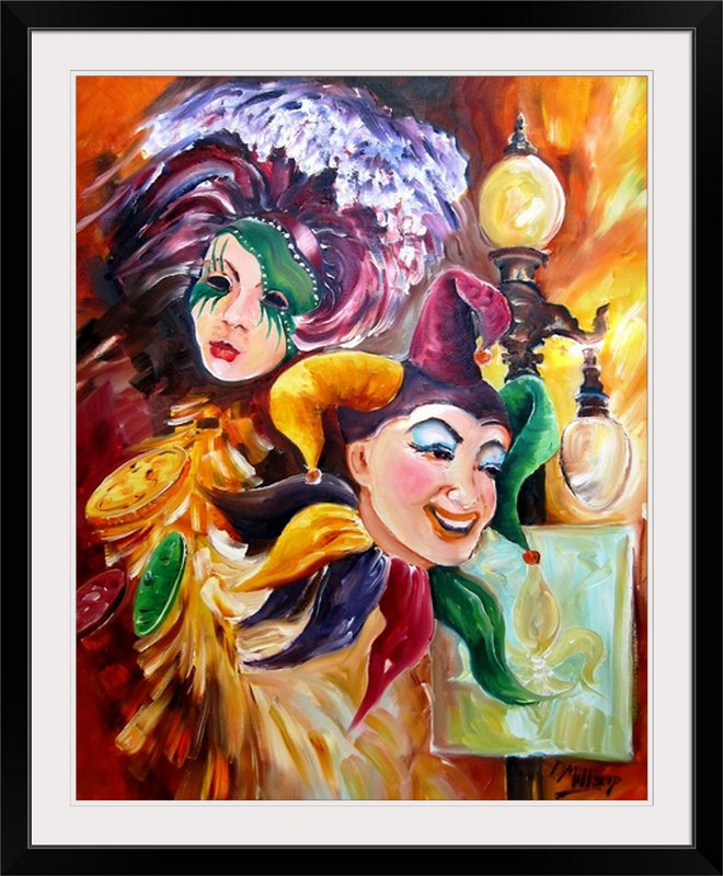 «Mardi Gras Images» par Drewie, reproduction d'art, H 23 po x l 20 po x P 1 po, Cadre noir