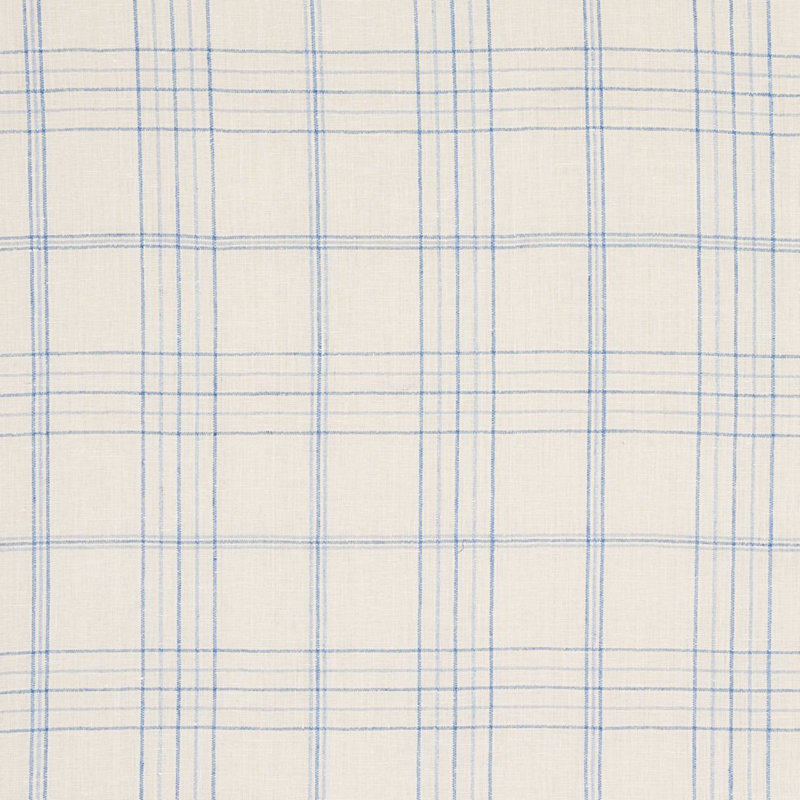 Nils Plaid Linen Fabric, Blue