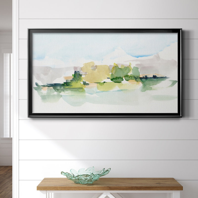 Tangerine Sunset I - peinture encadrée, Pas de tapis, H 22,5 po x l 42,5 po x P 1,5 po, Toile avec cadre noir