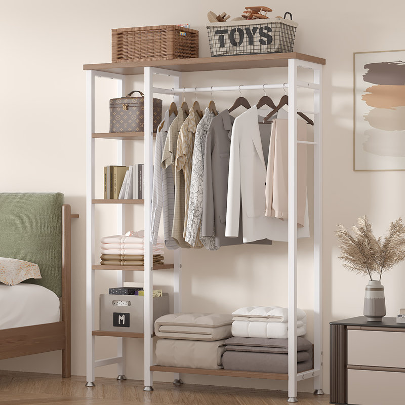 Portant pour vêtements, portemanteau parent-enfant 5 en 1 avec portemanteau, rangement pour chaussures et tablettes pour le vestibule