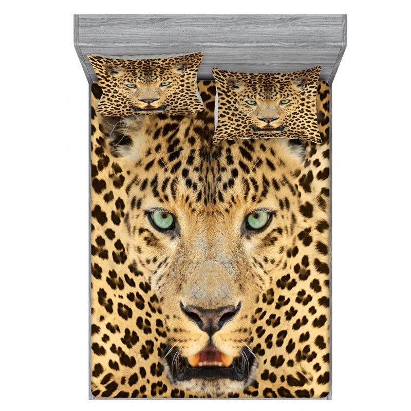 Leopard Print Queen Microfiber Sheet Set with Pillowcases