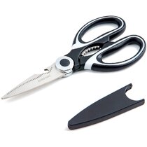 Kitchen Shears Multi Purpose Strong Stainless Steel Kitchen Utility Scissors  with Cover Poulry,Fish, Meat, Vegetables Herbs, Bones, Dishwasher Safe  (Black) 