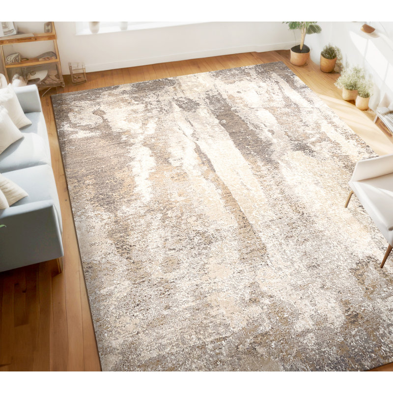 Tapis beige et taupe noué à la main de haute qualité, Rectangle 9 pi x 12 pi
