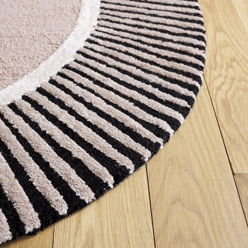 Tapis en laine / viscose / coton touffeté à la main Fifth Avenue brun clair / noir, Ovale 5 pi x 8 pi