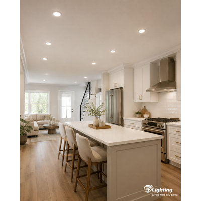 E2 Lighting 8" Gen 2 Ultra-Slim LED Recessed Downlight with Emergency Battery Backup, Selectable Wattage and Color Temperature, White