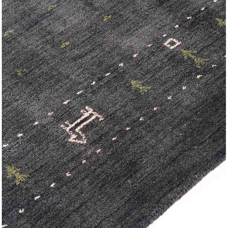 Tapis St Catherine en laine tissée à la main, écologique - 183 x 274 cm, rectangulaire, couleur anthracite, design moderne et contemporain, épais et à poils longs, antidérapant, idéal pour le salon et la chambre.