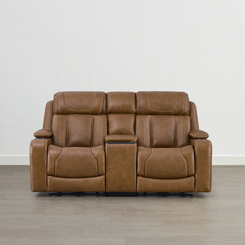 Canapé inclinable électrique de 74,4 po Alburtis avec console, trois moteurs, appui-tête électrique, lombaire électrique et super zéro gravité