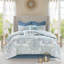 Ensemble d'édredon réversible à imprimé floral en coton 8 pièces Blue King-131582771