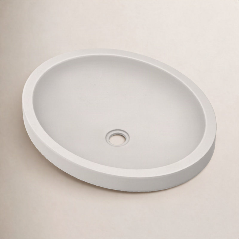 Tolosa Stone Handmade Oval Drop-in Bathroom Sink, Pearl