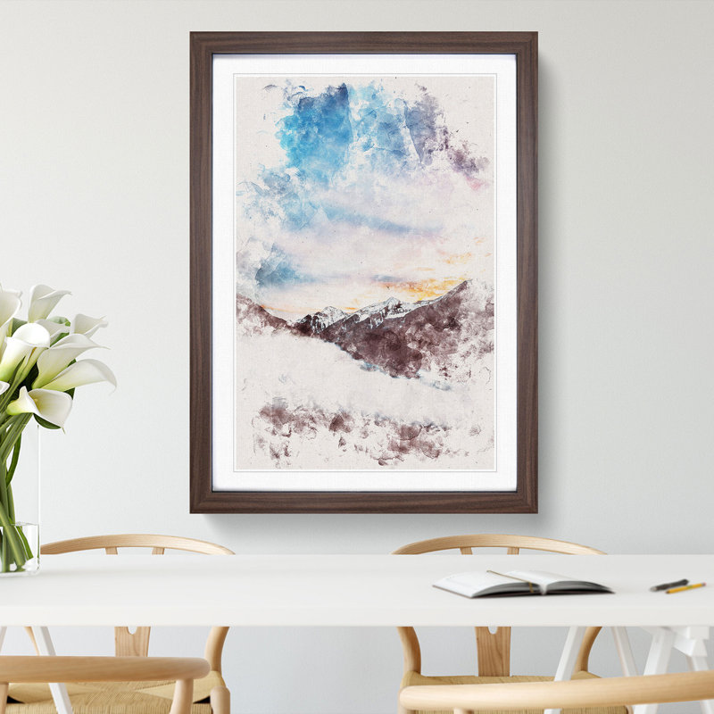 The Cloudy Mountains - Picture Frame Graphic Art, 87cm H x 62cm W x 2cm D, Walnut Framed