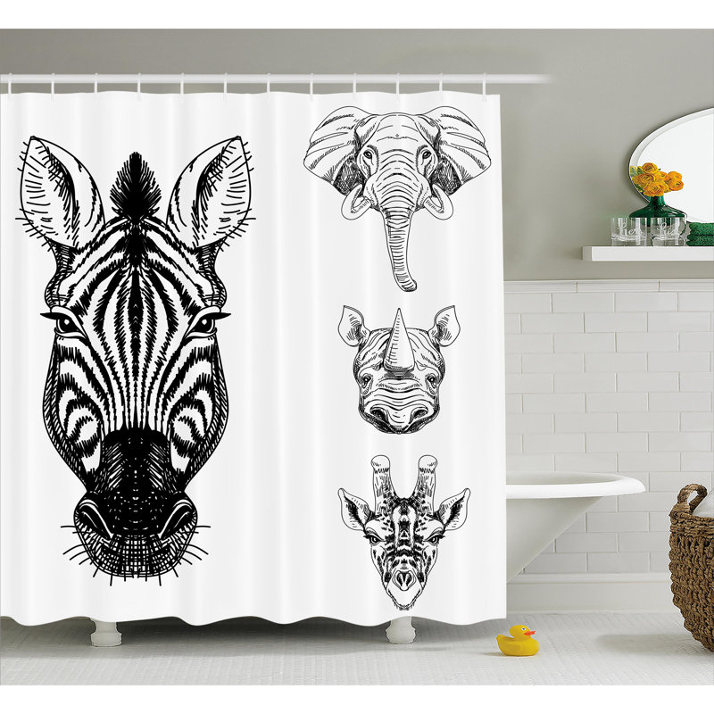 Rideau de douche simple africain sauvage, H 69 po x l 105 po