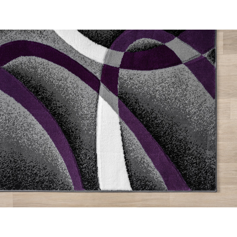 Modern Hand Carved Abstract Geometric Contemporary Rug For Living Room Bedroom, Rectangle 4'10" x 7'