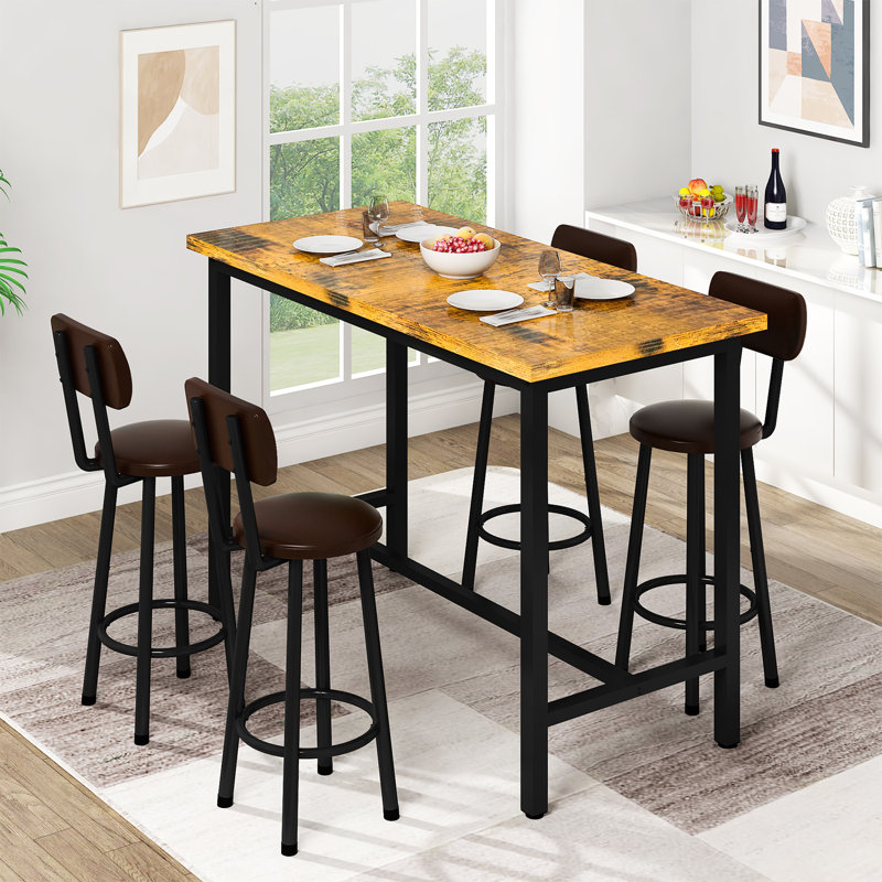 Minkar 4 - Person Four Leg Dining Set, Brown
