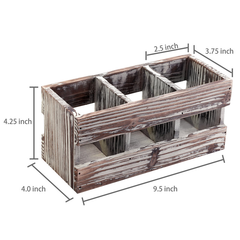 Lior Wood 3 Compartment Desk Organiser