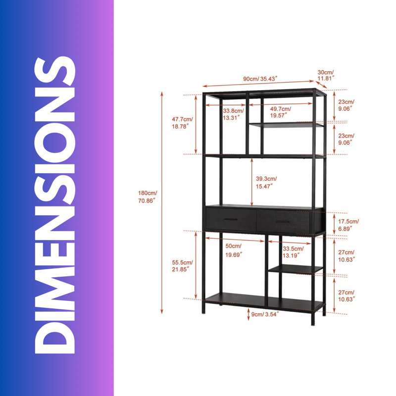 Bertfriede 180cm H x 90cm W Bookcase