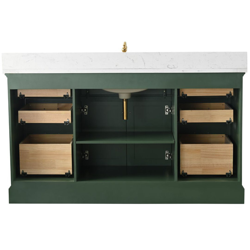 Thompson 60" W Single Bathroom Vanity, Evergreen/Brushed Gold