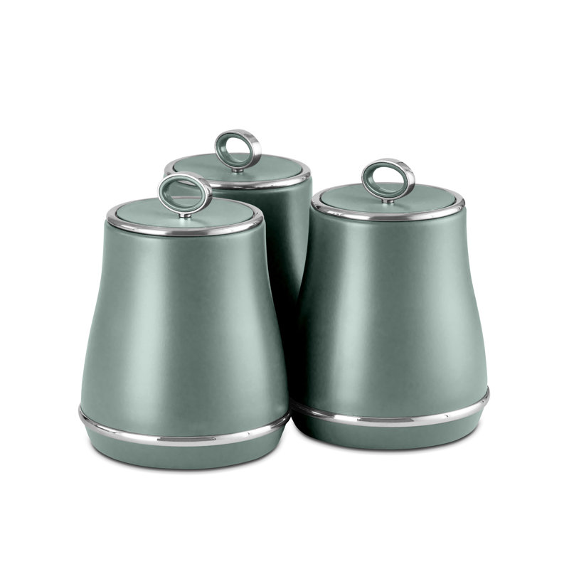 Renaissance Metal Jar - Set of 3, Green