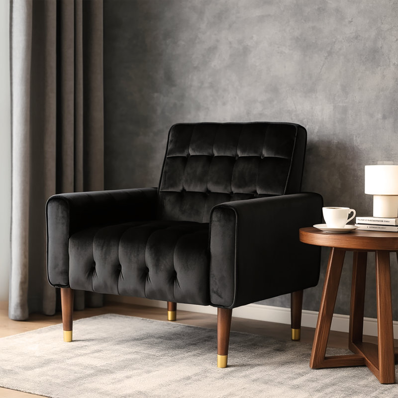 Fauteuil Wyton, Velours noir