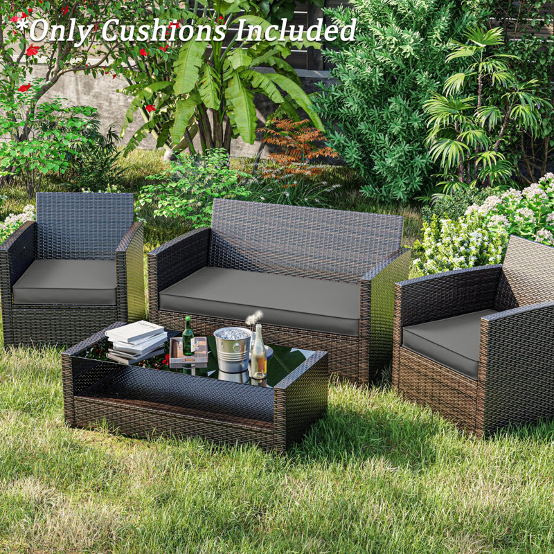 Outdoor Seat Cushions (Set Of 3), Light Gray