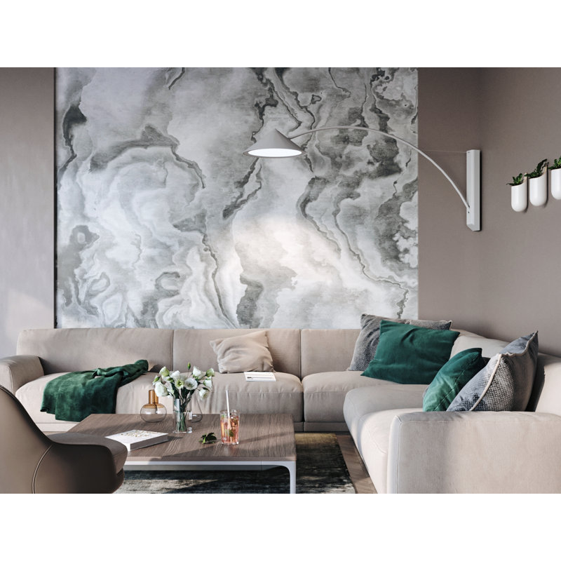 Flyer LED Armed Sconce, 3000K, 63cm H x 43cm W x 145cm D, White