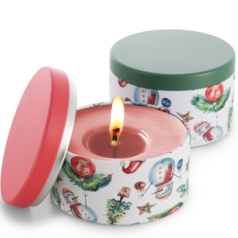 Christmas Themed 8oz Aluminum Candle Jars with Lids - Set of 24