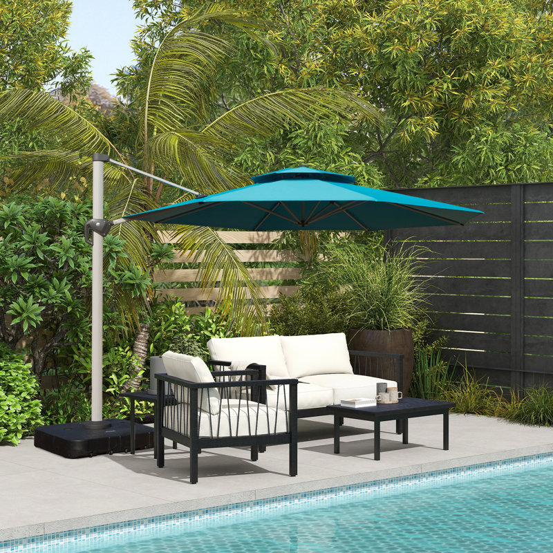 13 Ft Round Cantilever Umbrella, 107" H x 118" W x 118" D, Blue