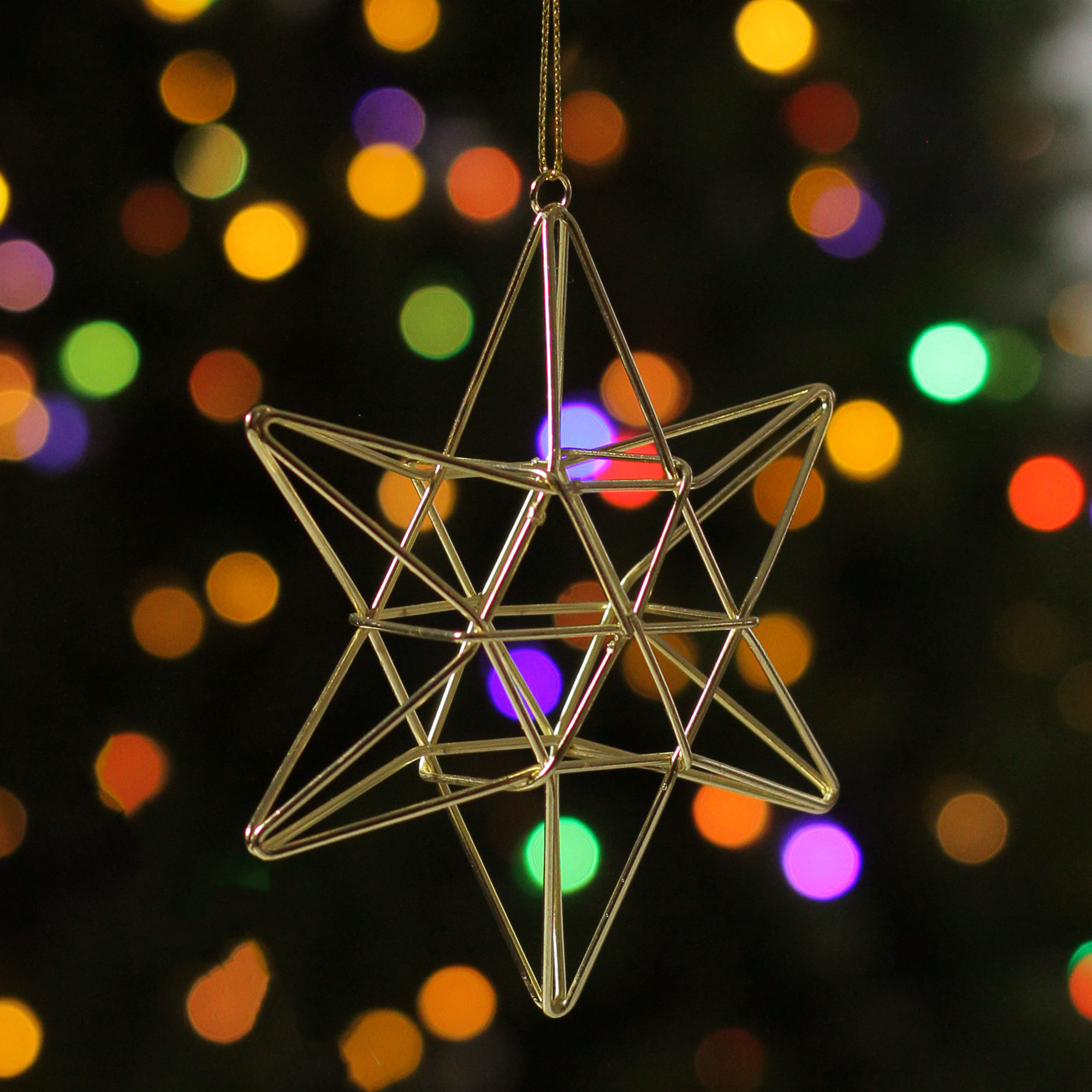 5" Shiny Gold Geometric 6-Point Star Christmas Ornament