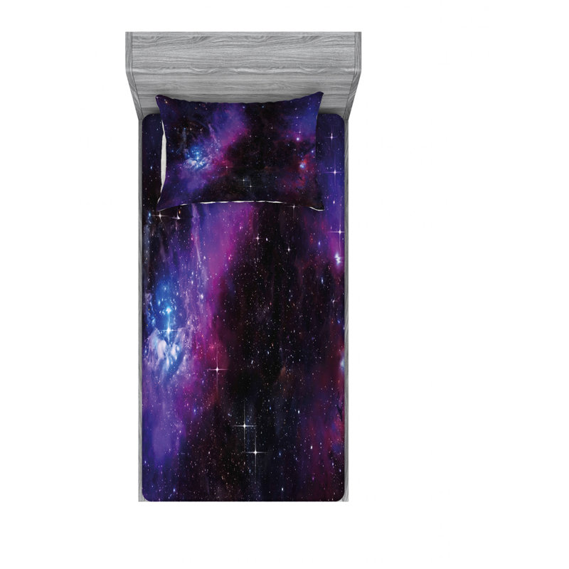 Ensemble de draps en nebula et lait dans l’espace, Ensemble de draps pour lit simple TG avec 1 taie d, Motif 2