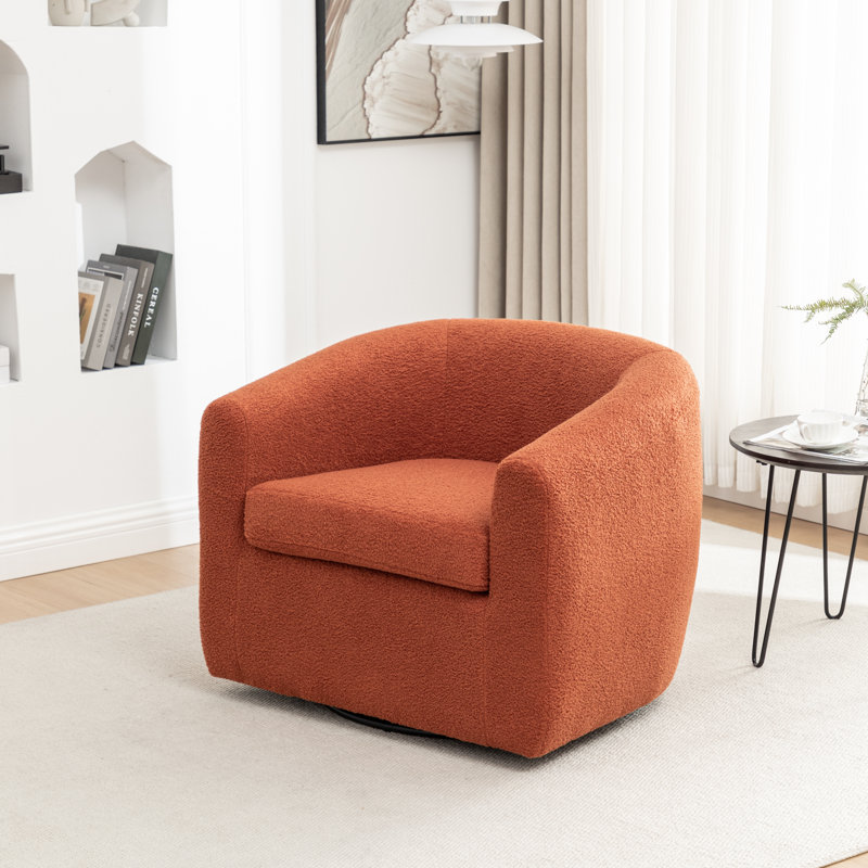 Fauteuil demi-tonneau pivotant de 33,5 po Odey, Orange moelleux