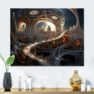Art mural de rêve architectural fractal fantastique III - surréalisme, art mural en métal