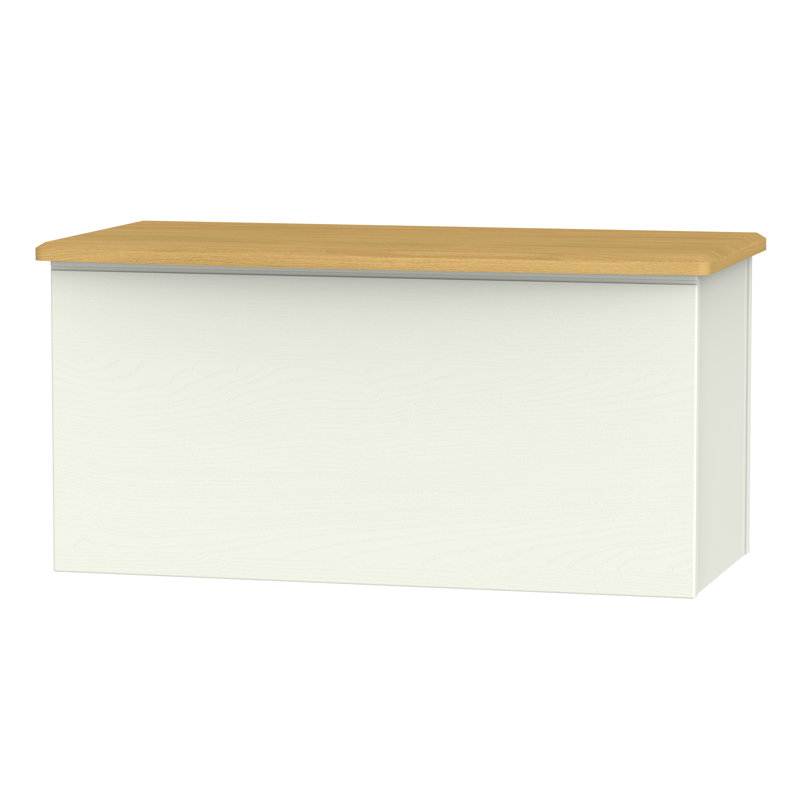 Fully Assembled Murier Blanket Box, Cream Ash/Riviera Oak
