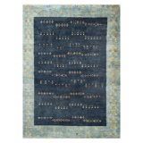 Hand Knotted Wool Gingham Area Rug in Green