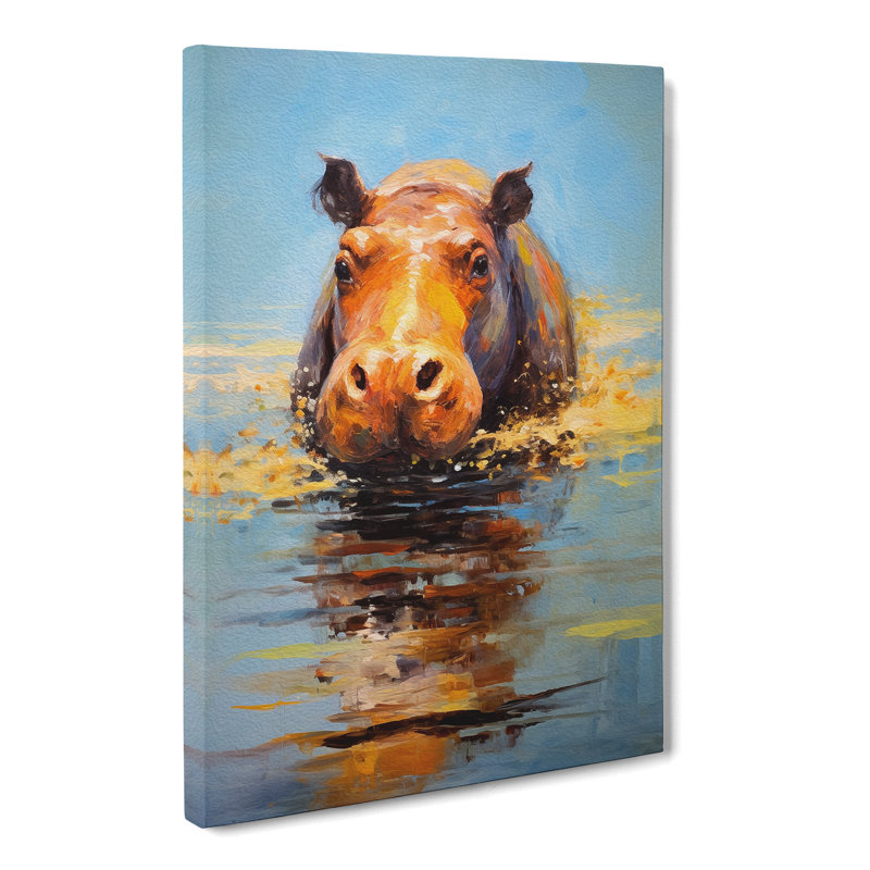 Hippo Impressionism - No Frame Print, 76cm H x 50cm W x 3cm D