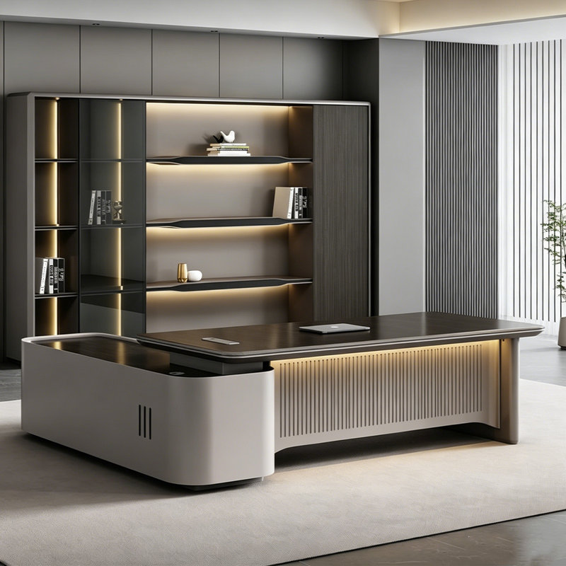 Bureau de direction 78,74 "minimaliste italien en forme de L, 29.92" H x 78.74"W x 81.69" D