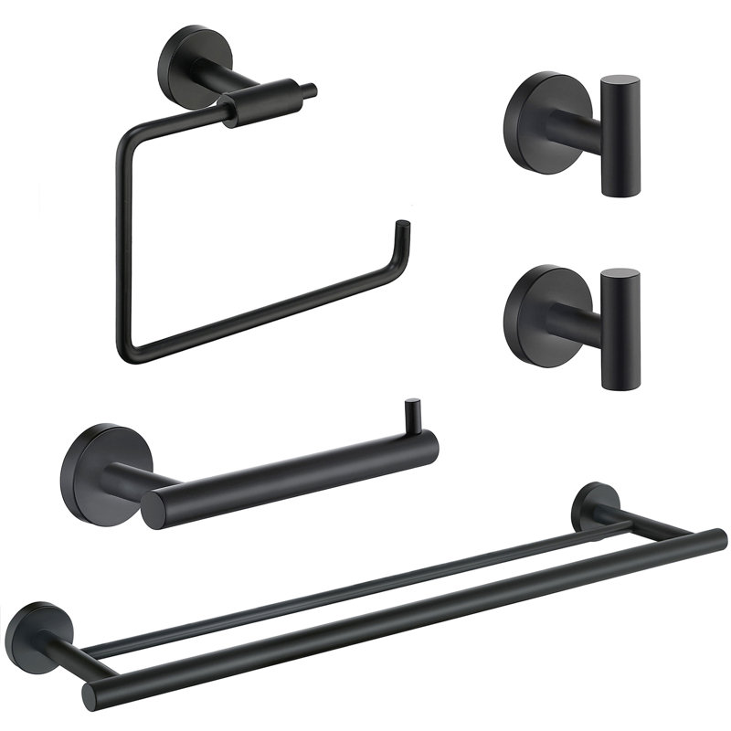 5-Piece Bathroom Hardware Set, Matte Black